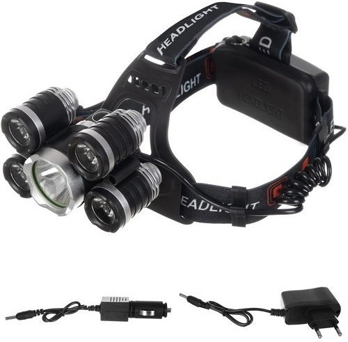 Φακός κεφαλής με 5× LED Cree T6