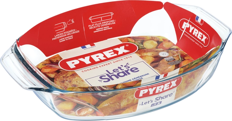 Οβάλ ταψί φούρνου PYREX 38 × 27 cm από βοριοπυριτικό γυαλί