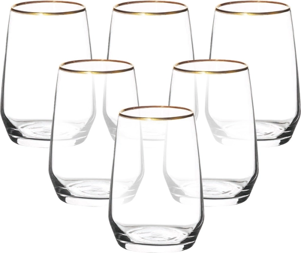 RUBIN GOLD σετ ποτηριών με χρυσό χείλος 450 ml, 6 τμχ