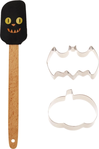 Αποκριάτικο σετ ψησίματος Halloween 3 τεμαχίων (σπάτουλα σιλικόνης + 2 κουπάτ)