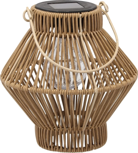 Ηλιακό καφέ φαναράκι κήπου 19 cm με LED