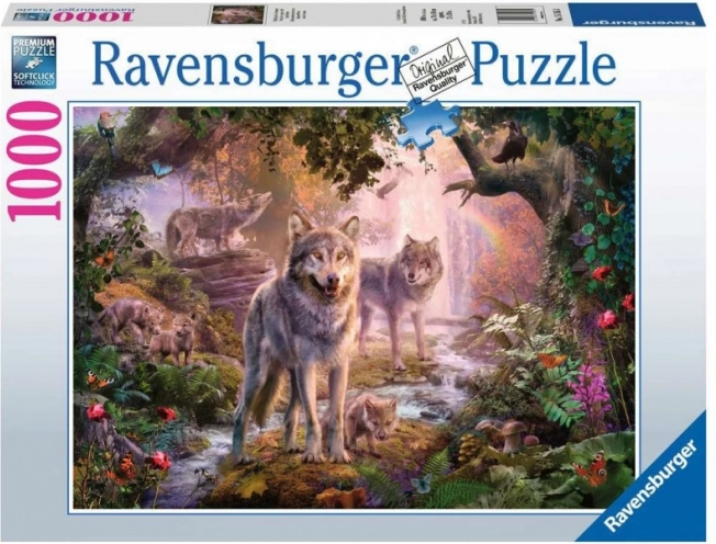 Παζλ 1000 κομματιών Ravensburger – καλοκαιρινή οικογένεια λύκων
