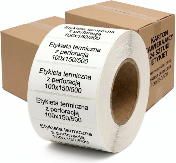 Θερμικές ετικέτες 100 × 150 mm, ρολό 500 τεμ., χαρτοκιβώτιο 24 ρολών