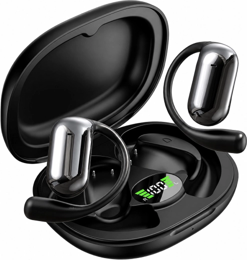 Ασύρματα Bluetooth ακουστικά in-ear με θήκη φόρτισης και μεταφραστή AI, μαύρα