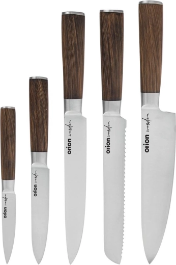 Σετ κουζινομάχαιρων WOODEN, ανοξείδωτο ατσάλι, 5 τεμ.