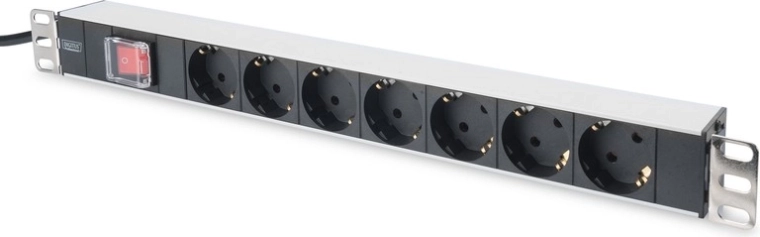 Πολύπριζο τροφοδοσίας Digitus για rack 19 ιντσών με 7 πρίζες