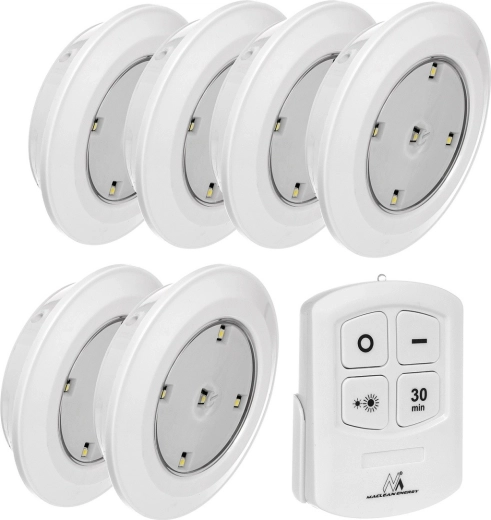 Σετ 6 φωτιστικών LED με τηλεχειριστήριο MACLEAN ENERGY MCE165, μπαταρίας