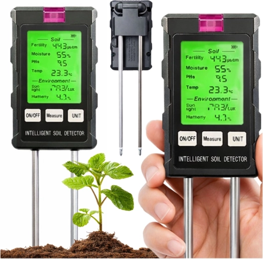 Ψηφιακός μετρητής εδάφους 6-σε-1 με LCD – υγρασία, pH, θερμοκρασία, φως και γονιμότητα