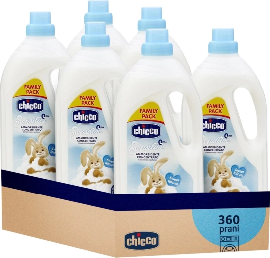 Chicco μαλακτικό Baby Sensitive Γλυκιά πούδρα, συμπυκνωμένο 1,5 l (60 πλύσεις), συσκευασία 6×