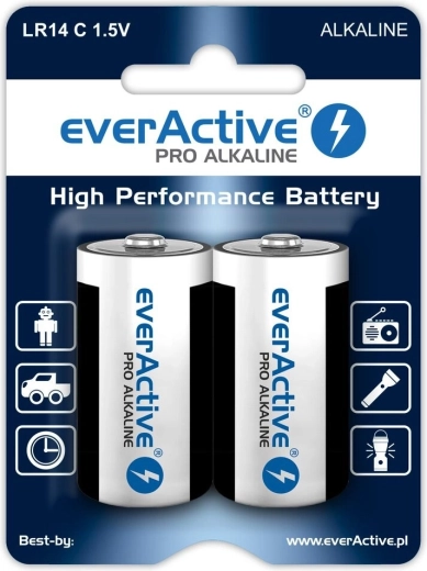 Αλκαλικές μπαταρίες C (LR14) everActive, blister 2 τεμ.