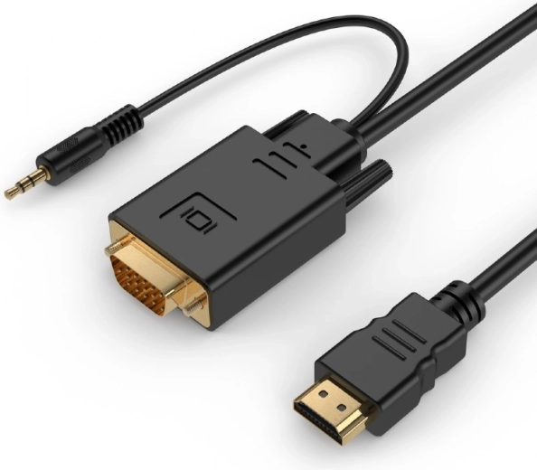 Μετατροπέας HDMI σε VGA με ήχο 3,5mm, 1,8 m, μαύρος