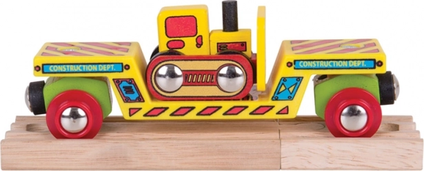 Bigjigs Rail βαγονάκι με μπουλντόζα και 2 ράγες