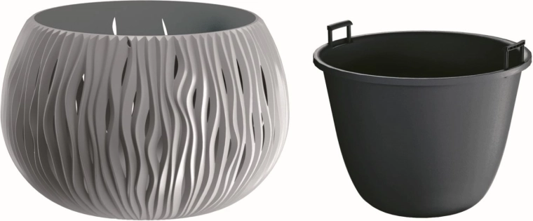 Γλάστρα Sandy Bowl με ένθετο 29 cm – γκρι πέτρα