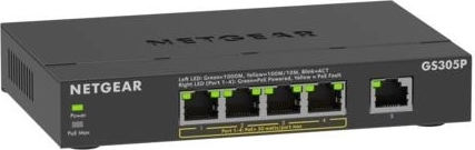 Netgear GS305P μη διαχειριζόμενο 5θυρο gigabit PoE+ switch (63 W) για SOHO