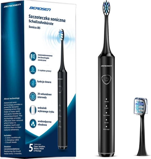 Ηλεκτρική οδοντόβουρτσα Sonicare Berdsen Sonica B5 μαύρη