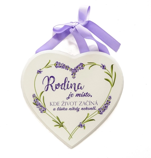 Ξύλινη λευκή καρδιά «Rodina je…»