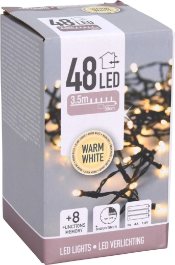 Χριστουγεννιάτικος φωτισμός LED 3,5 m, 48 LED, θερμό λευκό, 8 λειτουργίες, χρονοδιακόπτης
