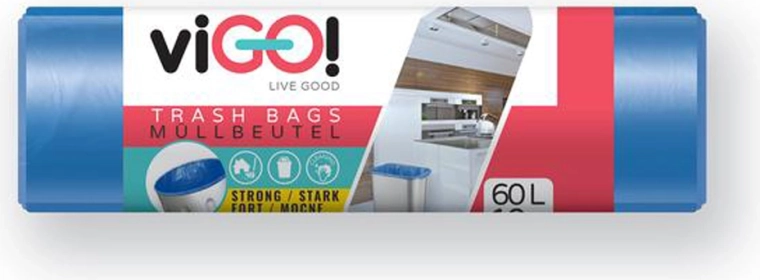 Σακούλες απορριμμάτων LDPE 60 l μπλε VIGO (10 τεμ., 60 × 80 cm)
