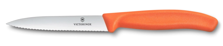 Victorinox μαχαίρι ξεφλουδίσματος για φρούτα και λαχανικά 10 cm, οδοντωτό, μυτερό, πορτοκαλί