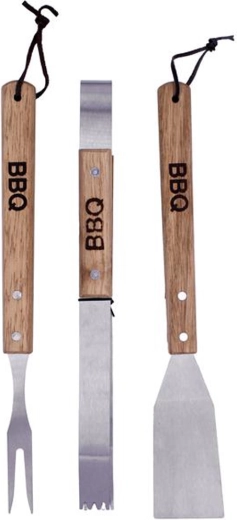 Σετ εργαλείων BBQ για γκριλ 3 τεμ. με ξύλινη λαβή
