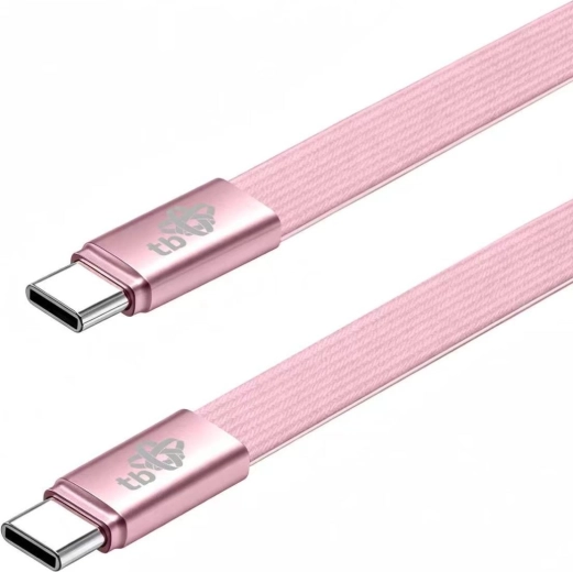 Επίπεδο καλώδιο σιλικόνης USB-C σε USB-C 1 m, σε ροζ πούδρα