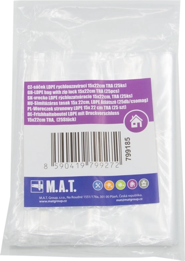 Σακουλάκια ταχείας σφράγισης LDPE 15 × 22 cm, διαφανή, 25 τεμ.