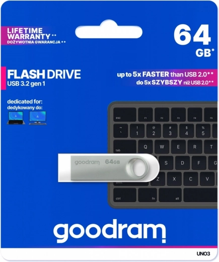 USB flash disk UNO3 64GB USB 3.2 Gen1 ασημί
