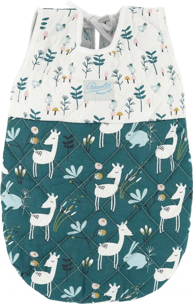 Υπνόσακος για κούκλα 36–40 cm PETITCOLLIN, πράσινο-λευκός