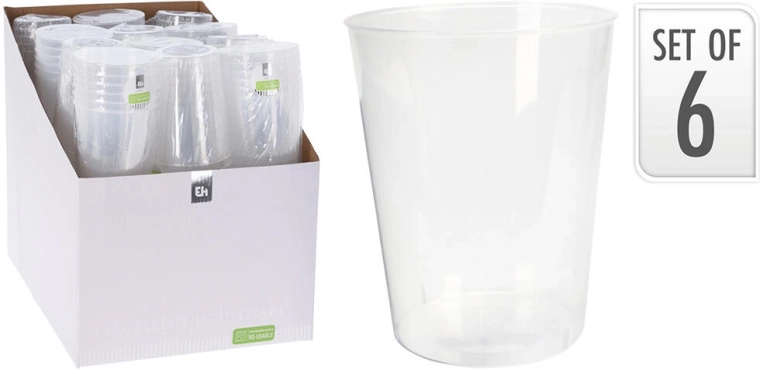 Σετ πλαστικών ποτηριών 500 ml, διάφανα (6 τεμ.)