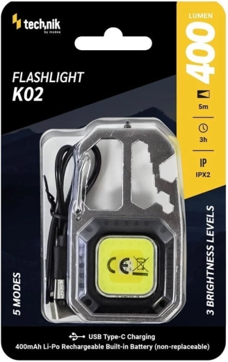 Technik MT-K02 κρεμαστό φωτιστικό εργασίας COB LED με καραμπίνερ και USB‑C, 400 lm