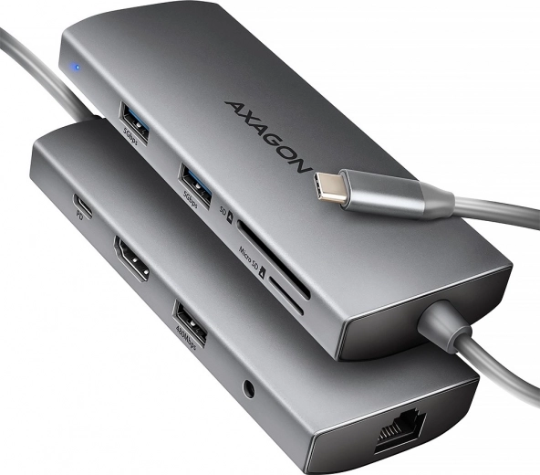 Πολυλειτουργικό hub USB‑C 9‑σε‑1 5 Gb/s με HDMI 4K/60 Hz, 3× USB‑A, αναγνώστη SD/microSD, GLAN, ήχο και PD 100 W, καλώδιο USB‑C 20 cm