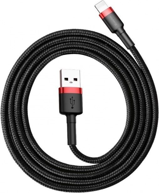 Καλώδιο Baseus Cafule USB–Lightning 1 m, 2,4 A, κόκκινο‑μαύρο