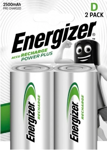Επαναφορτιζόμενες μπαταρίες D ENERGIZER Power Plus 2500 mAh, 2 τεμ., προφορτισμένες