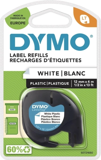 Ταινία DYMO LetraTag πλαστική 12 mm × 4 m, λευκή