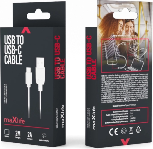 Maxlife καλώδιο USB – USB‑C 2 m λευκό