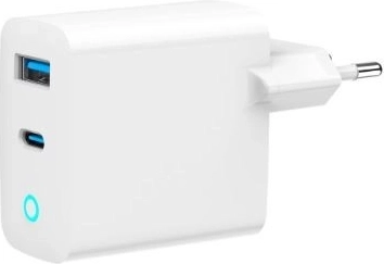 Γρήγορος φορτιστής USB‑A/USB‑C GaN 30 W με LED, PD και QC 3.0 – λευκός
