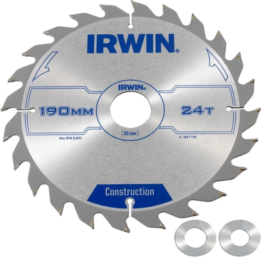 Δίσκος πριονιού IRWIN 190 mm, 24 δόντια, λεπτή κοπή για ξύλο