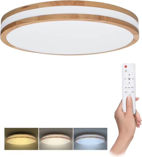 Solight LED φωτιστικό οροφής/τοίχου Woody με τηλεχειριστήριο 60 W, 50 cm, ρυθμιζόμενο (dimmable) και με αλλαγή θερμοκρασίας χρώματος