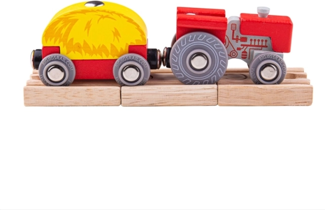 Bigjigs Rail κόκκινο τρακτέρ με βαγονέτο