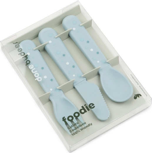Done by Deer σετ παιδικών μαχαιροπίρουνων Foodie Happy dots μπλε