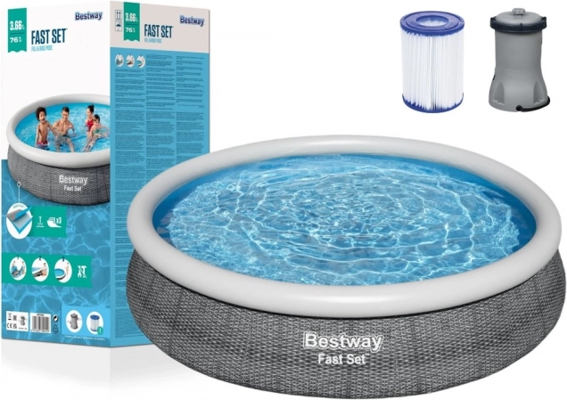 Φουσκωτή πισίνα BESTWAY Fast Set 366 × 76 cm με φιλτράρισμα
