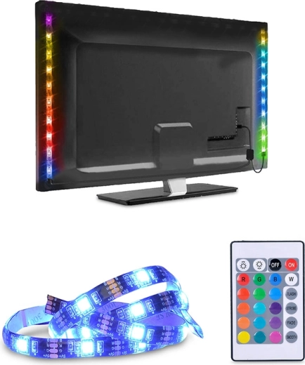Solight LED RGB ταινία για TV και PC 2 × 50 cm USB με διακόπτη και τηλεχειριστήριο