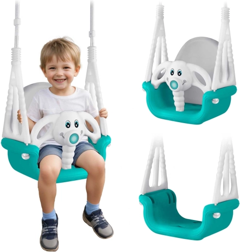 Παιδική κούνια 3 σε 1 Ελεφαντάκι RICOKIDS τιρκουάζ