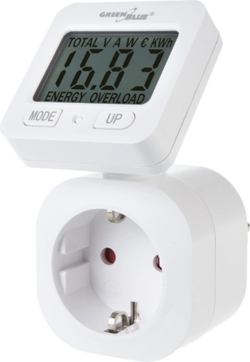 Μετρητής κατανάλωσης ενέργειας greenblue gb615 f (schuko) με περιστρεφόμενη οθόνη