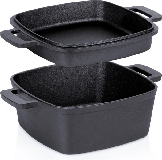 Σιδερένια κατσαρόλα με καπάκι 2 σε 1 CAST LINE 25 cm, 4,5 l / 1,8 l