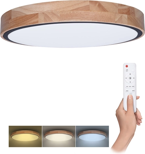 Solight φωτιστικό οροφής/τοίχου LED Iron Oak με τηλεχειριστήριο, 60 W, 4200 lm, 51 cm, CCT, με δυνατότητα ντίμερ