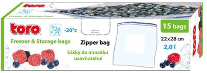 Σακουλάκια τροφίμων με zip για κατάψυξη TORO 2 l, 15 τεμ.