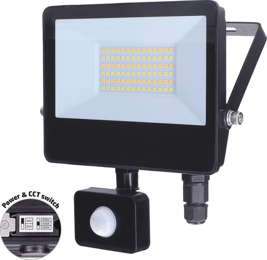 Solight LED προβολέας με αισθητήρα κίνησης TOP 30 W 3CCT IP65