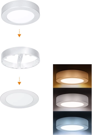 Solight στρογγυλό μπάνιο LED μίνι πάνελ 2σε1 3CCT 12 W IP54 ασημί - 1 τεμάχιο