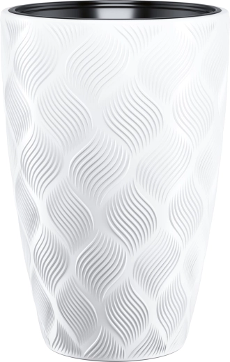 Γλάστρα Flow Slim 40 με 3D ραβδωτό μοτίβο, λευκή